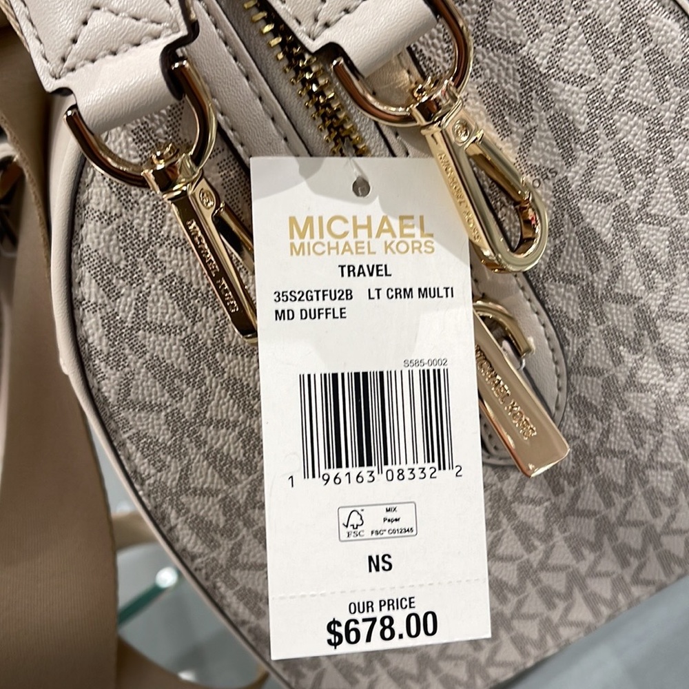 Michael Kors med Duffel Travel - Leather/Coated
35S2GTFU2B
Light Cream Multi
NWT - Picture 9 of 16